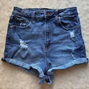 Kendall + Kylie The Drifter High Rise Distressed Denim Shorts‎ Size 7/28 EUC